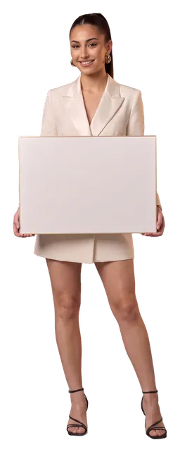A woman holding a board: 405 rooms, and suites