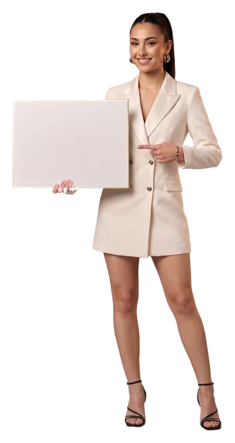 A woman pointing at a board: 18+, Government photo ID